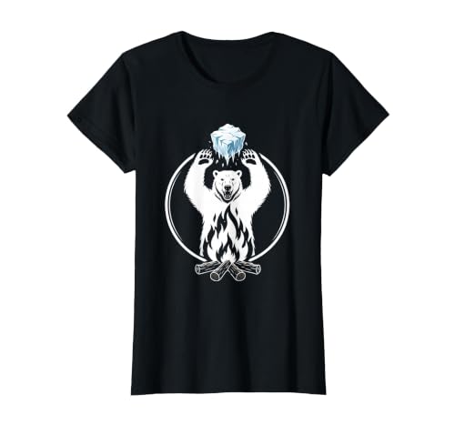 Mademark Polar Bear Throws Ice Into Fire Funny Design T-Shirt - size chart