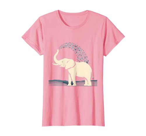 Mademark Elephant Spraying Water Raised Trunk Illustration T-Shirt - Women - size chart