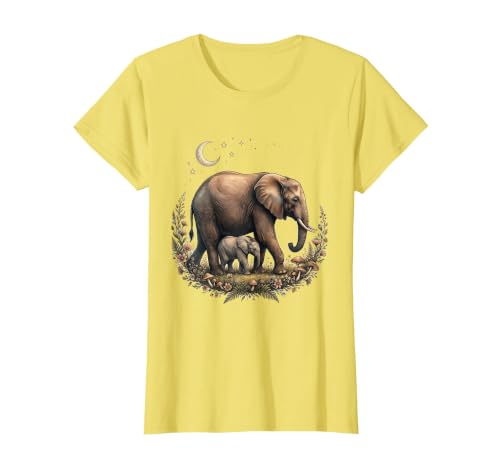 Mademark Elephant Mother and Calf Walking Together T-Shirt - Women - size chart