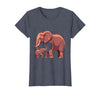 Mademark Elephant Mother and Calf Touching Trunks Design T-Shirt - Women - size chart