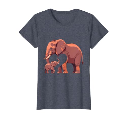 Mademark Elephant Mother and Calf Touching Trunks Design T-Shirt - Women - size chart
