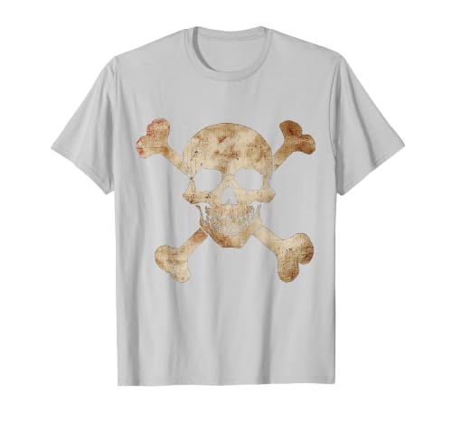 Halloween Designs. Pirate Flag Skull and Crossbones Skeleton Graphic Halloween T-Shirt - size chart