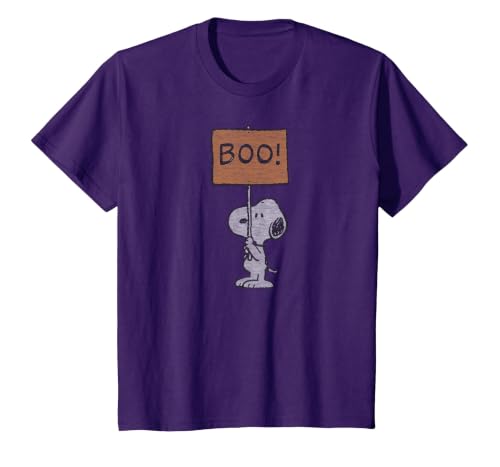 Peanuts Halloween Snoopy Boo Sign T-Shirt - size chart