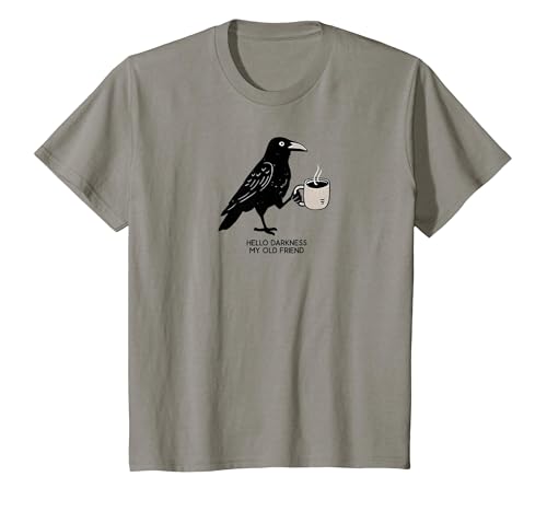 Hello Darkness My Old Friend Crow Coffee Halloween Hello Darkness My Old Friend Crow Coffee Spooky Halloween T-Shirt - size