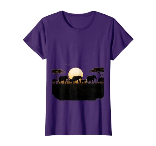 Mademark Elephant Herd Crossing Dusty Savanna Plains T-Shirt - Women - size chart