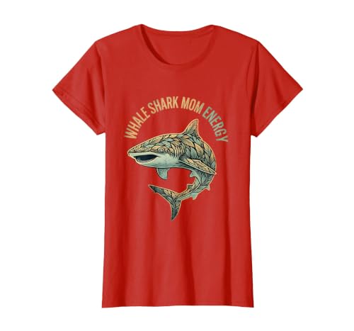 Mademark Whale Shark Mom Energy Ocean Lover Design T-Shirt - size chart