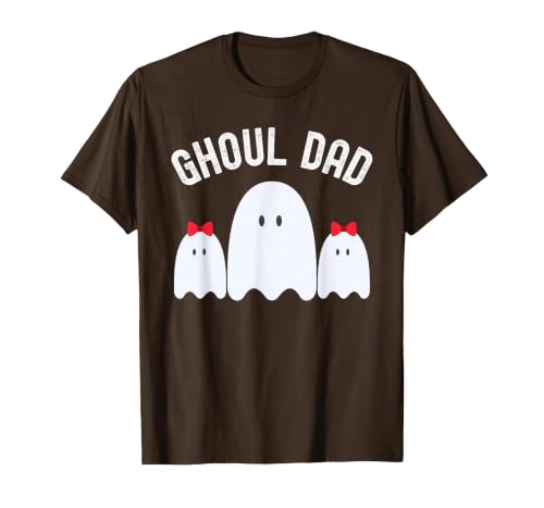 Ghoul Dad, Halloween Daddy Ghost Father of Two Ghost Girls T-Shirt - size chart