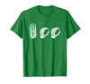 Deaf Halloween ASL Costume Boo Hands ASL Halloween Skeleton Hand American Sign Language Boo T-Shirt - size chart