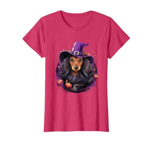 Dachshund Lovers Halloween Costume Cute Witch Funny Dachshund Halloween Costume Dog Lover T-Shirt - size chart