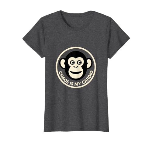 Mademark Chaos Is My Cardio Funny Monkey Design T-Shirt - Women - size chart