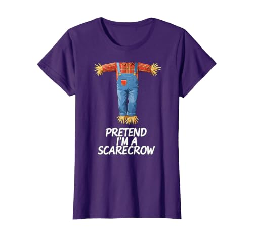 Humor Scarecrow Halloween Tees Pretend I'm A Scarecrow Halloween Costume T-Shirt - size chart