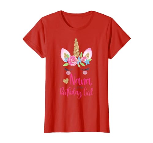 Unicorn Birthday Girl Family Shirts Unicorn Nana of The Birthday Girl Shirt Matching Party Tee T-Shirt - size chart