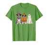 Funny Retro St. Bernard mom Halloween Witch Spooky Ghost Saint Bernard Pumpkin Halloween Dog Lover T-Shirt - size chart