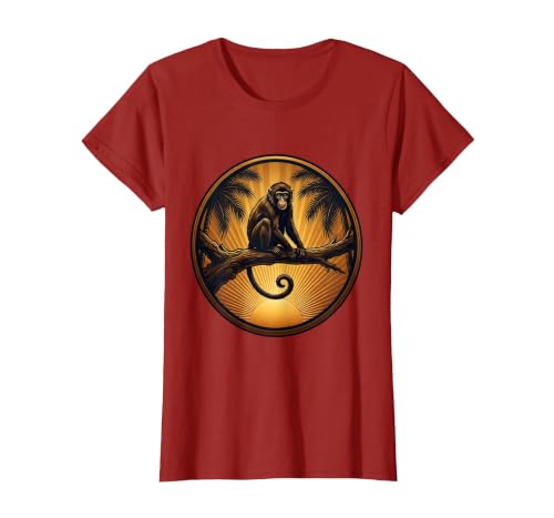 Mademark Monkey Silhouette Tropical Sunset Graphic T-Shirt - Women - size chart