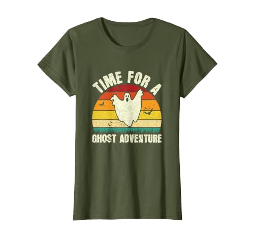 Funny Ghost Hunting Halloween Women Men Funny Ghost Hunting Scary Halloween Ghost Hunter T-Shirt - size chart