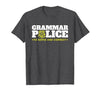 Easy Halloween Costume Top Shop Grammar Police Officer Funny Badge Halloween Costume T-Shirt - size chart