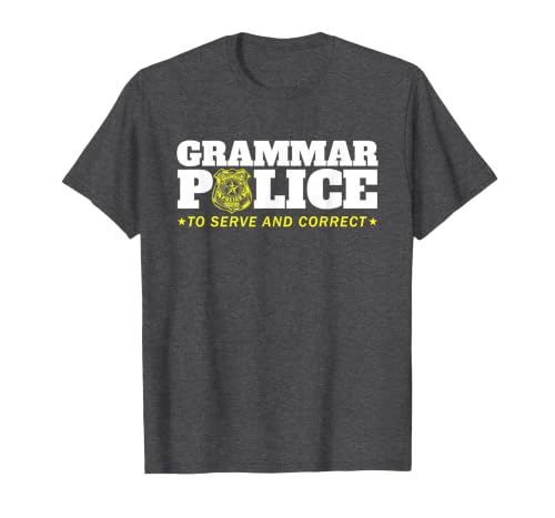 Easy Halloween Costume Top Shop Grammar Police Officer Funny Badge Halloween Costume T-Shirt - size chart