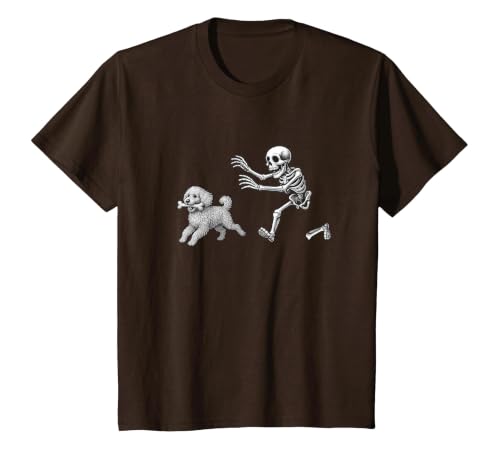 Funny Halloween Dog Lovers Gift Tees Skeleton Dogs Funny Skeleton Chasing Goldendoodle Dog Halloween Dogs Lover T-Shirt -