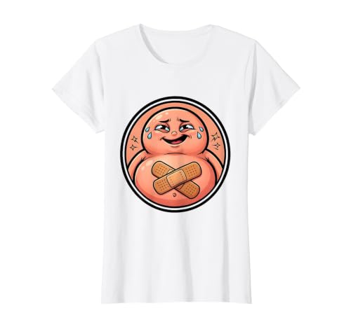 Mademark Tummy Ache Survivor Cute Stomach Bandage Graphic T-Shirt - Women - size chart