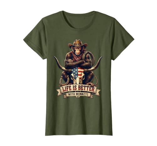 Mademark Life Is Better With Monkeys Fun Primate Design T-Shirt - Women - size chart