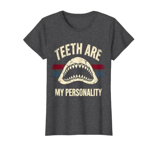 Mademark Teeth Are My Personality Shark Design T-Shirt - size chart