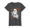 Ghost Halloween Lover Gift Co. Boo Ghost Playing Flute Halloween Musical Instrument T-Shirt - size chart