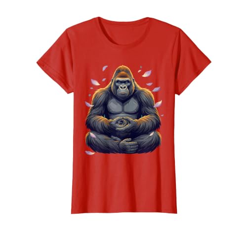 Mademark Meditating Gorilla Zen Monkey Graphic Design T-Shirt - Women - size chart