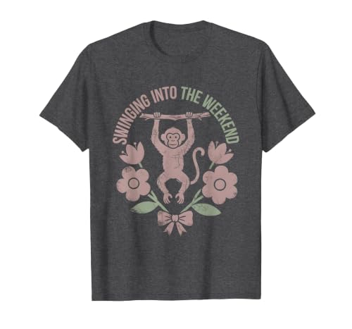 Mademark Swinging Into the Weekend Monkey Design T-Shirt - Men - size chart