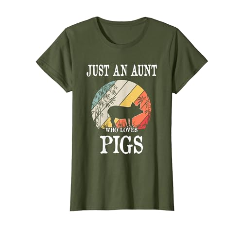 Pigs Lover Gift Co. Just an Aunt Who Loves Pigs T-Shirt - size chart
