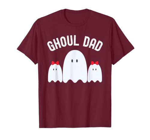 Ghoul Dad, Halloween Daddy Ghost Father of Two Ghost Girls T-Shirt - size chart