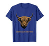 Mademark Keep Calm and Moo Highland Cow Design T-Shirt - size chart