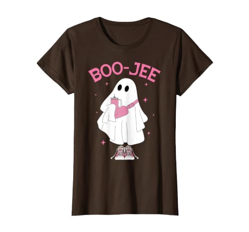 Spooky Season Ghost Halloween Boujee Boo-Jee Boo-JEE Spooky Season Ghost Pink Halloween Pumpkin Boujee T-Shirt - size chart