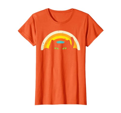 Cat Shirts For Women Men Girls Kids Kitten Gifts Peeping Black Cat Rainbow Vintage Halloween Men Women Kids T-Shirt - size