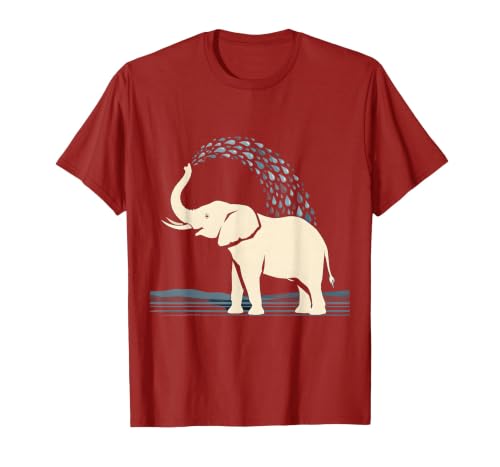 Mademark Elephant Spraying Water Raised Trunk Illustration T-Shirt - Men - size chart