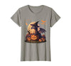 Halloween Dragons Fantasy Spooky Witchy Cute Halloween Dragon Witch Hat Pumpkin Moon Fantasy T-Shirt - size chart