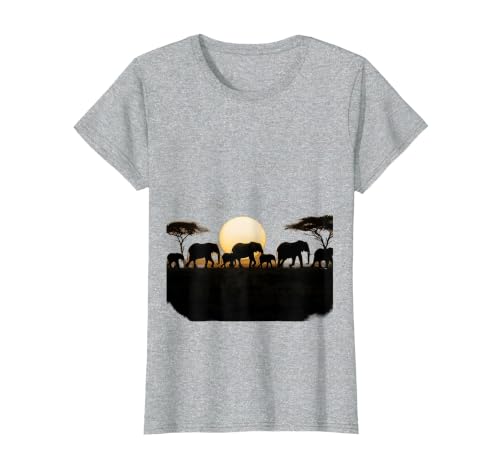 Mademark Elephant Herd Crossing Dusty Savanna Plains T-Shirt - Women - size chart