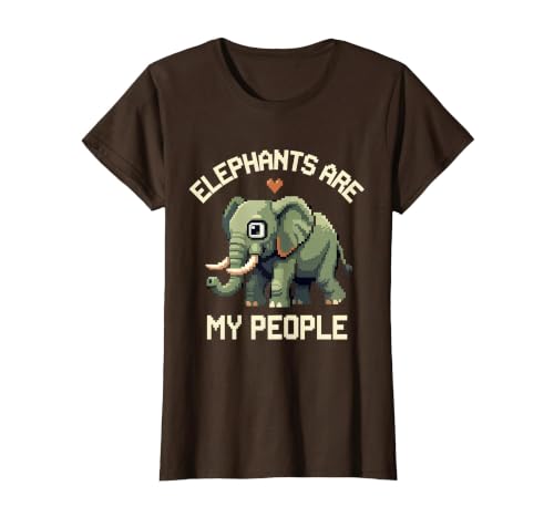 Mademark Elephants Are My People Pixel Art Design T-Shirt - Women - size chart