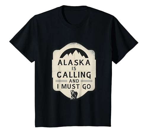 Alaska is Calling and I Must Go Mountains Bear T-Shirt - size chart