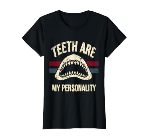 Mademark Teeth Are My Personality Shark Design T-Shirt - size chart