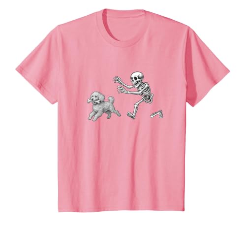 Funny Halloween Dog Lovers Gift Tees Skeleton Dogs Funny Skeleton Chasing Goldendoodle Dog Halloween Dogs Lover T-Shirt -