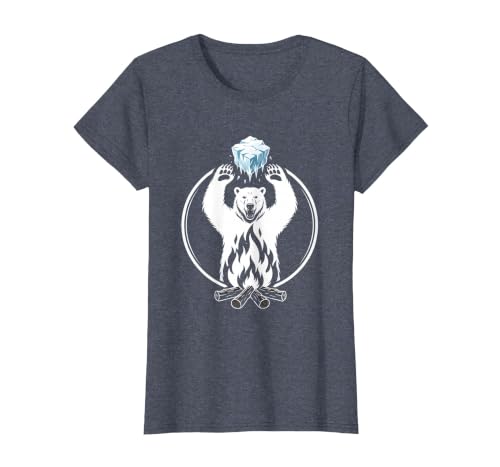Mademark Polar Bear Throws Ice Into Fire Funny Design T-Shirt - size chart