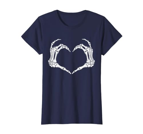 Halloween Tees for Women Men Kids Skeleton Hands Heart Halloween Rock Costume Men Women Kids T-Shirt - size chart