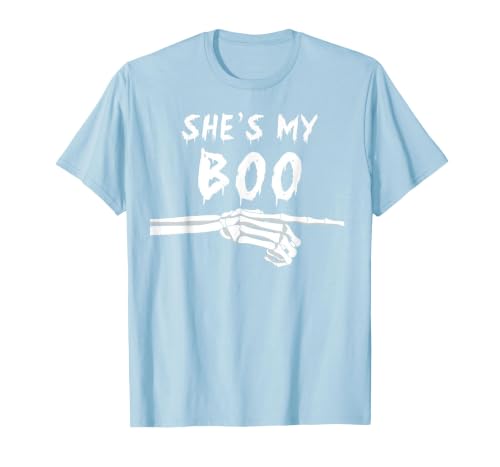 Miftees Matching Halloween Tees She's My Boo Matching Halloween Costume She's My Boo T-Shirt - size chart