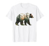 Bear Designs. Bear Forest Mountains Trees Nature Sunset Outdoor Graphic T-Shirt - size chart