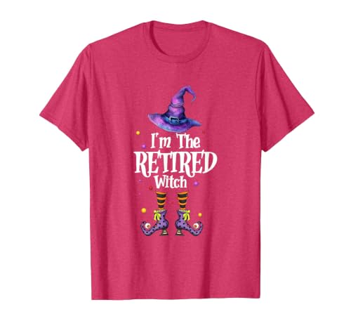 Funny Quote Horror Costume Party Family Friends I'm The Retired Witch Spooky Scary Halloween Retiree Women T-Shirt - size