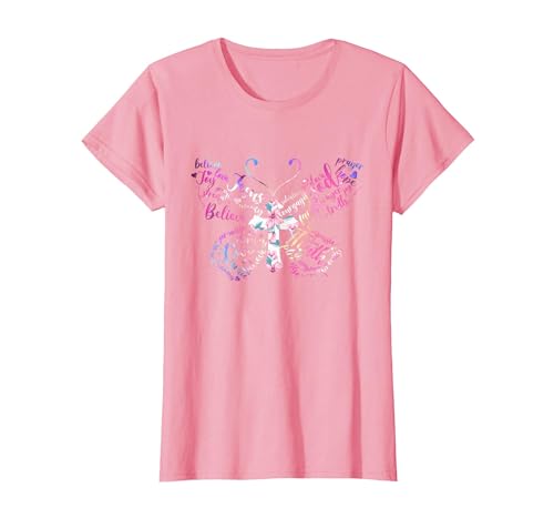 Butterfly Prayer Graphic Jesus Christian Cross Butterfly Prayer Jesus Christian Cross Floral Pattern T-Shirt - size chart