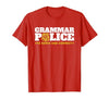 Easy Halloween Costume Top Shop Grammar Police Officer Funny Badge Halloween Costume T-Shirt - size chart