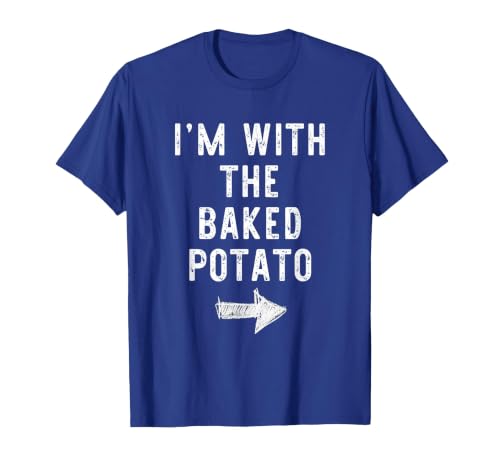Im With The Baked Potato Halloween Costume I’m with The Baked Potato Funny Halloween Couple Costume T-Shirt - size chart