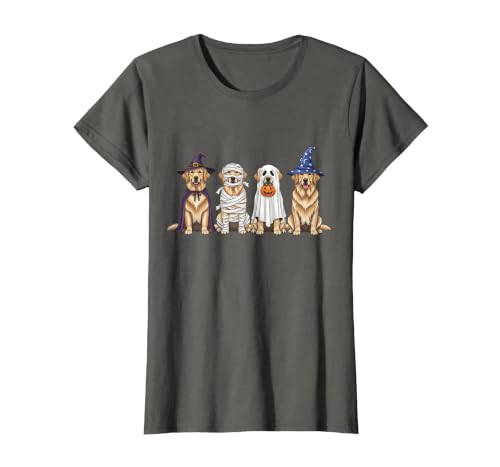 Spooky Golden Retriever Dogs Mummy Halloween Tee Golden Retriever Dog Witch Mummy Ghost Boo Costume Halloween T-Shirt - size