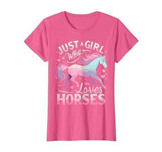 Funny Horse Lovers Just a Girl Who Loves Horses T-Shirt - size chart